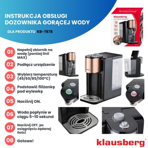 DYSPENSER DOZOWNIK GORĄCEJ WODY 2,2L KLAUSBERG KB-7879