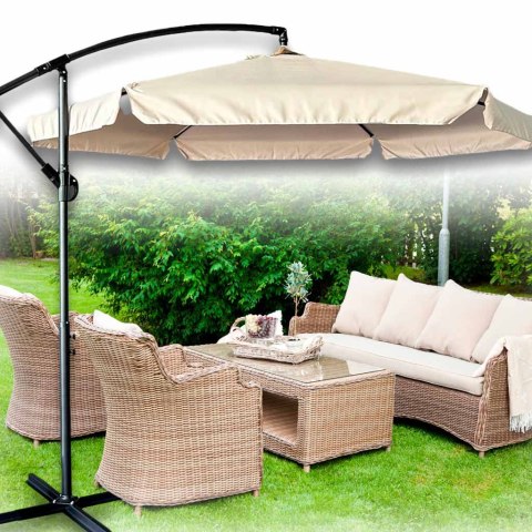 Parasol ogrodowy duży składany z wysięgnikiem 290cm beżowy