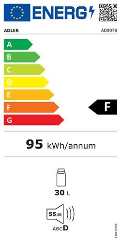 Adler | AD 8078 | Portable cooler | Energy efficiency class F | Chest | Free standing | Height 43.5 cm | Grey | 55 dB