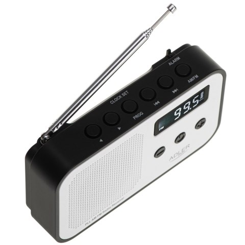 Adler | Digital radio PLL AM/FM | AD 1907 | Alarm function | White/Black