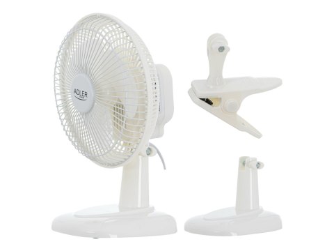 Adler | Fan with clip | AD 7317 | Table Fan | White | Diameter 15 cm | Number of speeds 2 | 30 W | No