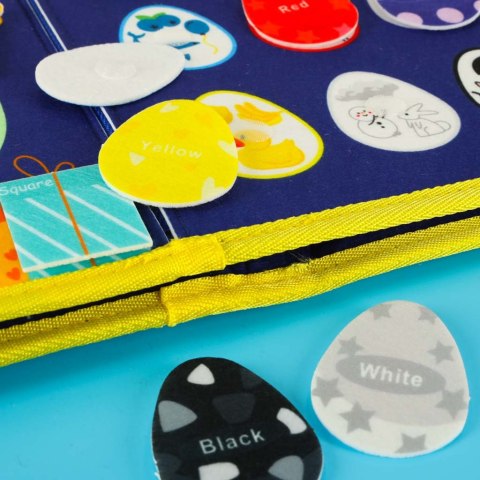 Tablica manipulacyjna sensoryczna montessori walizka plecak niebieska