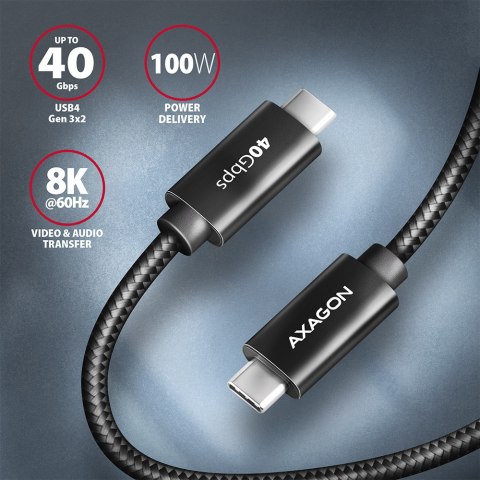 AXAGON Data and charging USB4 Gen 3x2 cable, 1 m | BUCM432-CM10AB | USB Type C - USB Type C