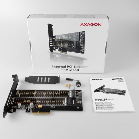 AXAGON PCI-Express x4 adapter to connect up to two M.2 disks to a computer | PCEM2-D