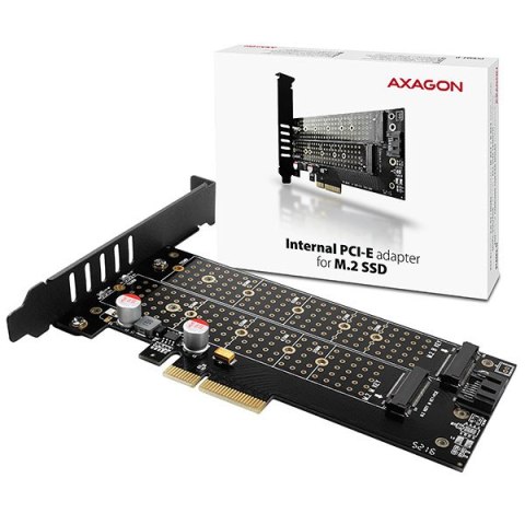AXAGON PCI-Express x4 adapter to connect up to two M.2 disks to a computer | PCEM2-D