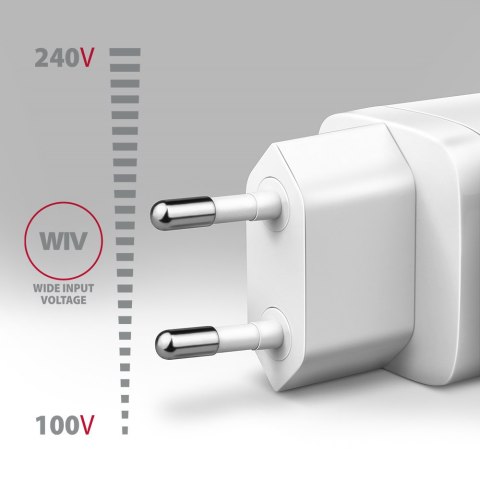 AXAGON Wallcharger 1x port USB-C, PD3.0 / PPS /QC4+/AFC/FCP/Apple, 20W | ACU-PD20W