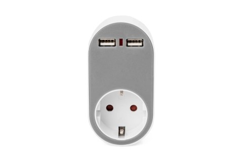 Digitus Universal USB Plug-in Charger with 2 x USB-A Sockets and Integrated Socket | DA-70617