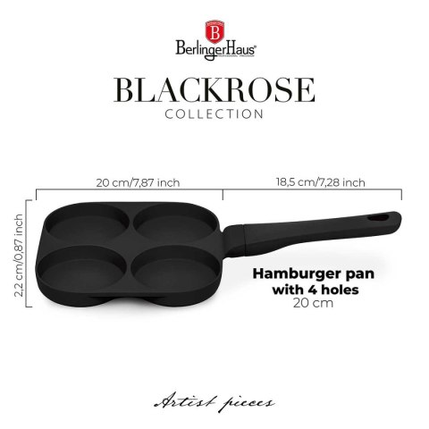 PATELNIA TYTANOWA 26cm DO HAMBURGERÓW JAJEK BERLINGER HAUS BH-7797 BLACK ROSE