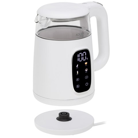 Adler Kettle with LED Display | AD 1305 | Electric | 2200 W | 1.7 L | Plastic | 360° rotational base | White/Silver
