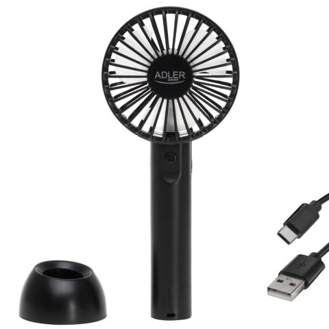 Adler Mini USB Fan | AD 7338 | Desk fan | Black | Diameter 7 cm | Number of speeds 3