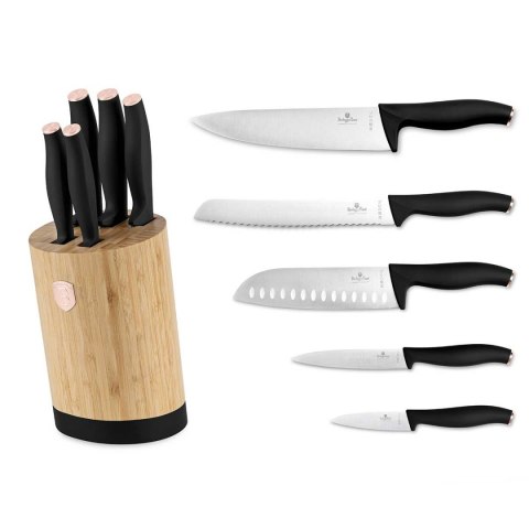 ZESTAW NOŻY BERLINGER HAUS BH-2752 BLACK ROSE W BLOKU BAMBUSOWYM