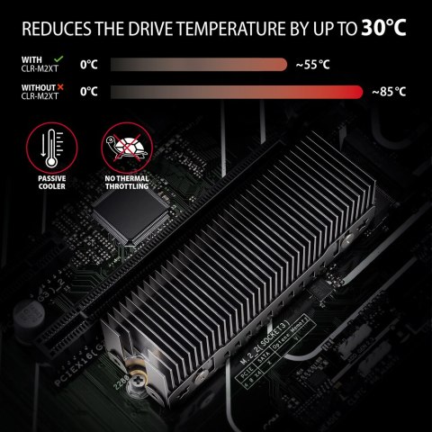 AXAGON Aluminum passive cooler for single and double-sided M.2 SSDs size 2280, height 24 mm | CLR-M2XT