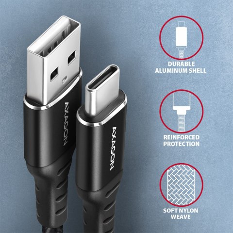 AXAGON Data and charging cable, 1.5 m | BUCM-AM15AB | USB Type-C to USB Type-A