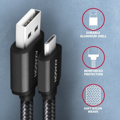 AXAGON Data and charging cable, 1 m | BUMM-AM10AB | USB Type A to USB Type Micro