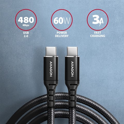 AXAGON Data and charging cable, 2 m | BUCM-CM20AB | USB Type C to USB Type C