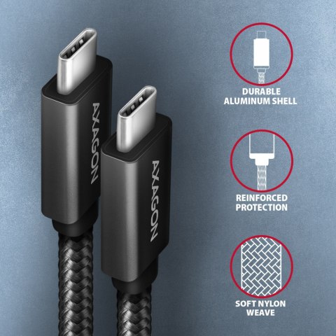 AXAGON SPEED + USB-C, USB 20Gbps Cable, 0.5 m | BUCM32-CM05AB | USB Type-C to USB Type-C