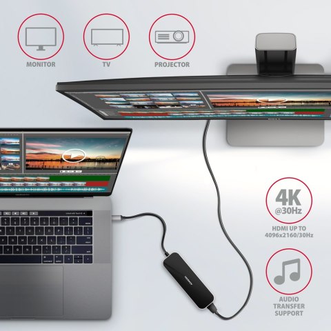AXAGON SuperSpeed USB-C Combo 6in1 Hub | HMC-6H4A