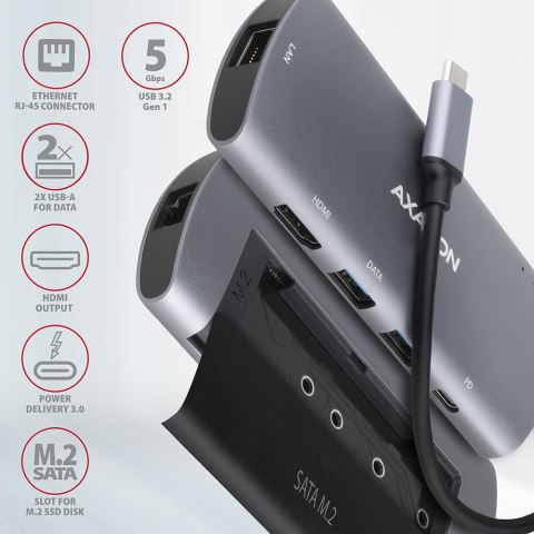 AXAGON SuperSpeed USB-C Combo 6in1 Hub | HMC-6M2