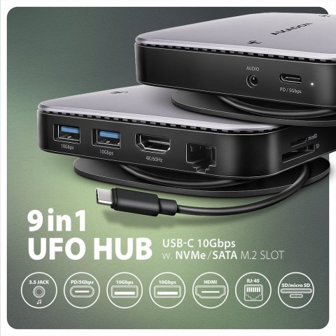 AXAGON USB-C 10Gbps UFO 9in1 Hub | HMC-UFO