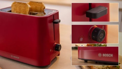 Bosch Compact Toaster | TAT3M124 MyMoment | Number of slots 2 | Housing material Plastic | Red