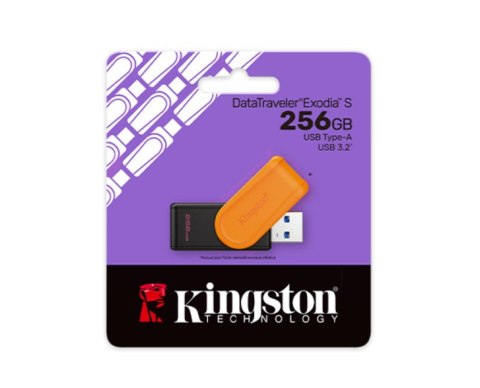 Kingston USB Flash Drive | DataTraveler Exodia S | 256 GB | USB 3.2 Gen 1 | Black/Orange