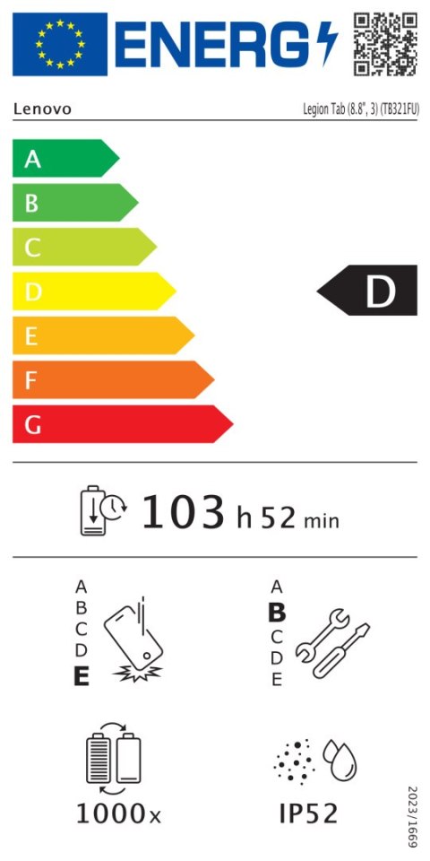 Lenovo Legion Tab (without power adapter) | 8.8 " | Eclipse Black | 2560 x 1600 pixels | Qualcomm | Snapdragon 8 Gen 3 | 12 GB |