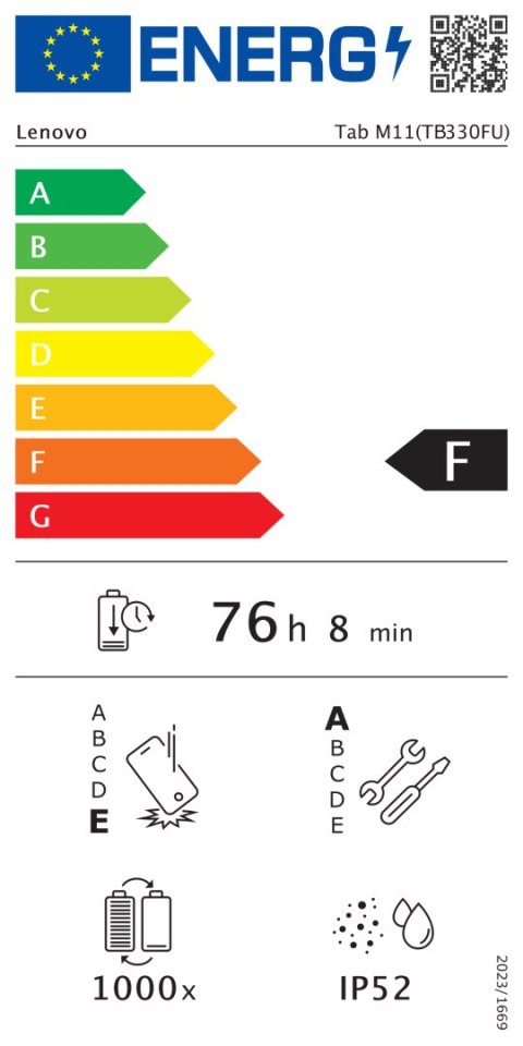Lenovo Tab (without power adapter) | M11 11 | 11 " | Luna Grey | 1920 x 1200 pixels | MediaTek | Helio G88 | 8 GB | Soldered LPD