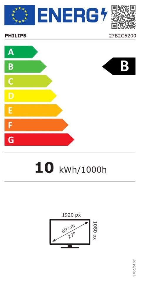 Philips 27B2G5200/00 | 27 " | IPS | 16:9 | 100 Hz | 4 ms | 1920 x 1080 pixels | 300 cd/m² | HDMI ports quantity 1