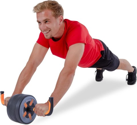 Pure2Improve 2 in 1 Ab Wheel and Kettlebell, Black/Orange