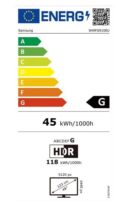 Samsung LS49FG910EUXEN 49" Gaming Monitor Odyssey DQHD G9 G91F 5120x1440/32:9/350cd/m2/1ms, HDMI, USB