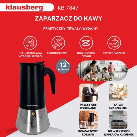 KAWIARKA ZAPARZACZ DO KAWY 600ml KLAUSBERG KB-7847 INDUKCJA