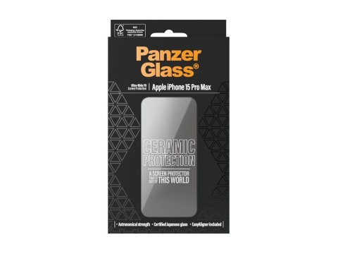 PanzerGlass Ceramic Protection dla iPhone 15 Pro Max | Ultra-Wide Fit z EasyAligner | PanzerGlass