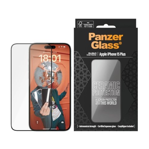 PanzerGlass Ceramic Protection dla iPhone 15 | Ultra-Wide Fit z EasyAligner | PanzerGlass