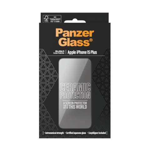 PanzerGlass Ceramic Protection dla iPhone 15 | Ultra-Wide Fit z EasyAligner | PanzerGlass