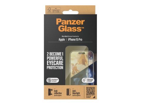 PanzerGlass | Ochraniacz ekranu - szkło | Apple iPhone 15 Pro | Szkło | Czarny | Przezroczysty