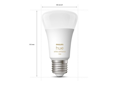 Philips Hue | WA 11W A60 E27 2szt. paczka | E27 | 11 W | Ciepła do chłodna biel 2200K-6500K | Bluetooth i Zigbee