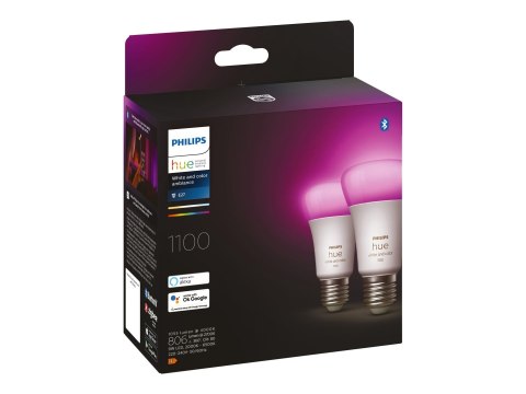 Philips Hue | WCA 11W A60 E27 2 szt. w opakowaniu | E27 | 11 W | Biały i kolor 2000K-6500K +16 milionów kolorów | Bluetooth i Zi