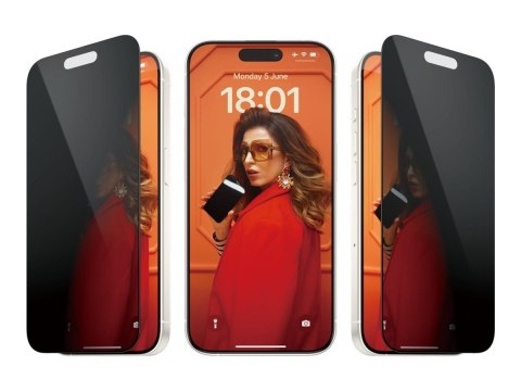 Szkło Hartowane PanzerGlass z Filtracją Prywatności do Apple iPhone 15 Pro | Czarne | Przezroczyste