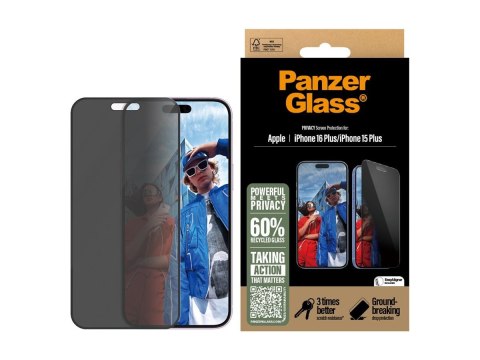 PanzerGlass Privacy Screen Protector iPhone 16 Plus / iPhone 15 Plus | Ultra-Wide Fit