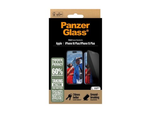 PanzerGlass Privacy Screen Protector iPhone 16 Plus / iPhone 15 Plus | Ultra-Wide Fit