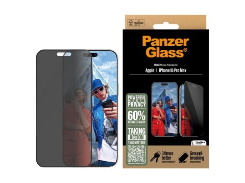 PanzerGlass Privacy Screen Protector iPhone 16 Pro Max | Ultra-Wide Fit