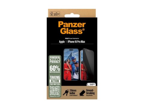 PanzerGlass Privacy Screen Protector iPhone 16 Pro Max | Ultra-Wide Fit