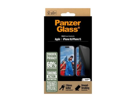 PanzerGlass Privacy Screen Protector iPhone 16 / iPhone 15 | Ultra-Wide Fit