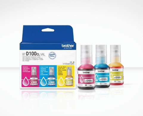Brother BTD100CLVAL 3 Bottles Value Pack, C/M/Y