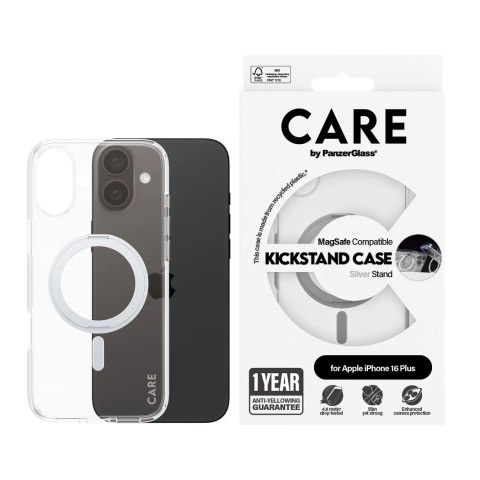 CARE by PanzerGlass Case Feature Silver Kickstand & MagSafe iPhone 16 Plus | CARE