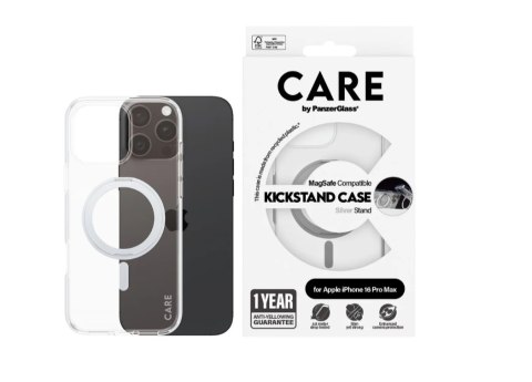 CARE by PanzerGlass Case Feature Silver Kickstand & MagSafe iPhone 16 Pro Max | CARE