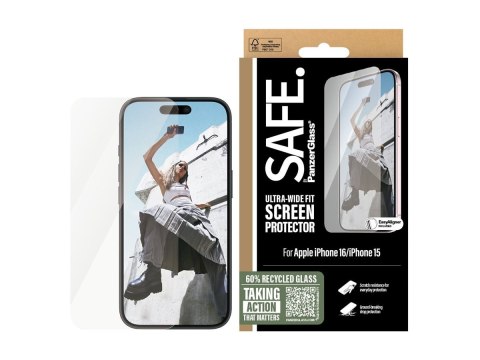 SAFE by PanzerGlass Screen Protector iPhone 16 | Ultra-Wide Fit
