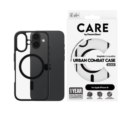 CARE by PanzerGlass Case Flagship Urban Combat Black MagSafe iPhone 16 | CARE
