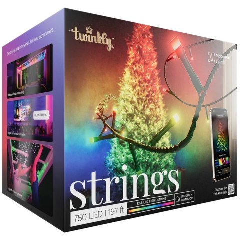 Twinkly Strings Smart LED 750 RGB (Multicolor), 60m, czarny przewód|Twinkly