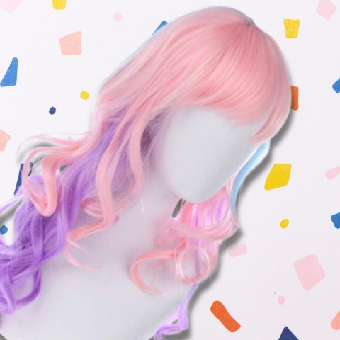 PERUKA WŁOSY DŁUGIE RÓŻOWO FIOLETOWA Z GRZYWKĄ KARNAWAŁ PARTY FOTOBUDKA PANIEŃSKI URODZINY